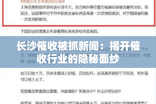 长沙催收被抓新闻：揭开催收行业的隐秘面纱