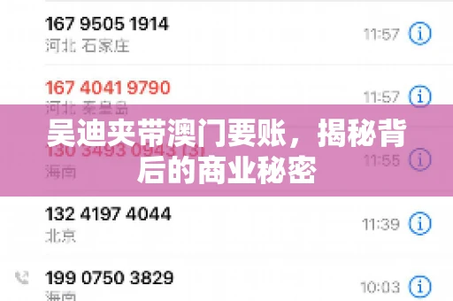 吴迪夹带澳门要账，揭秘背后的商业秘密